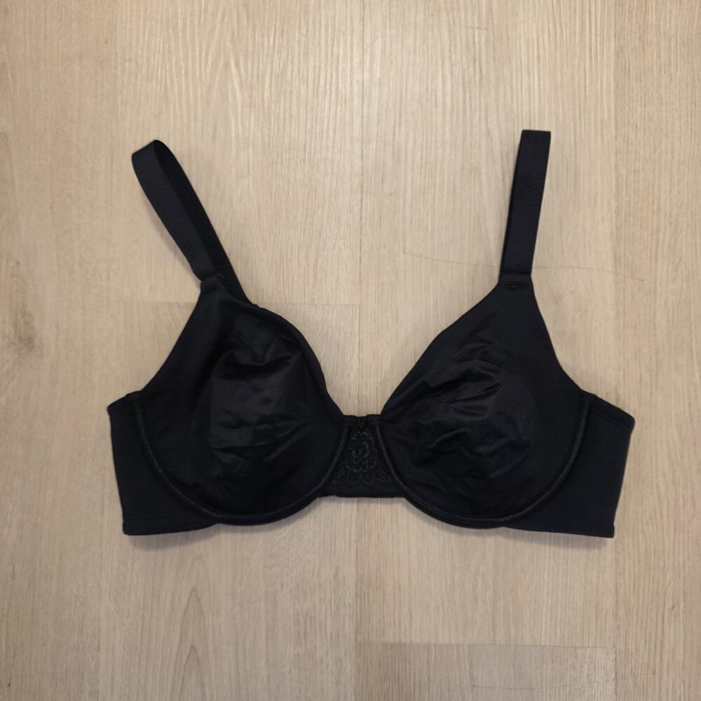 Vanity Fair Black Padded Underwire Back Smoothing Minimizer Bra Size 36C‎